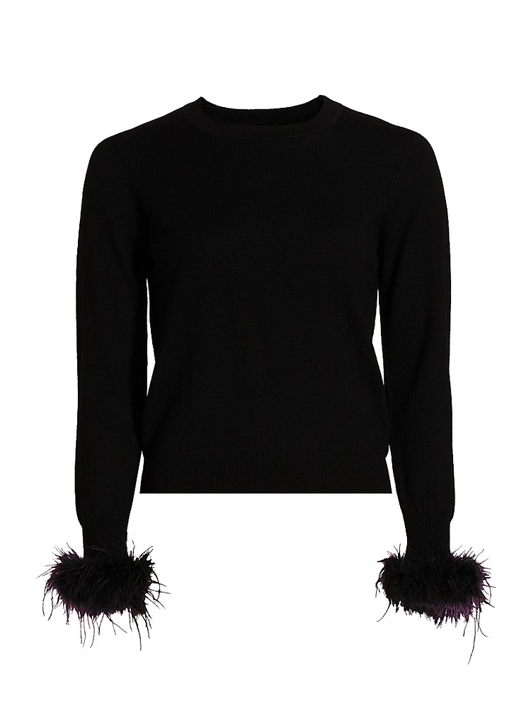 Tina Feather-Trim Wool Sweater