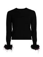 Tina Feather-Trim Wool Sweater