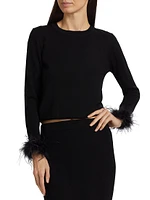 Tina Feather-Trim Wool Sweater