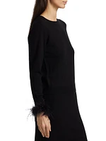 Tina Feather-Trim Wool Sweater