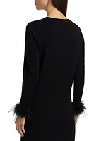 Tina Feather-Trim Wool Sweater