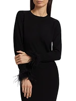 Tina Feather-Trim Wool Sweater