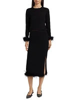 Tina Feather-Trim Wool Sweater