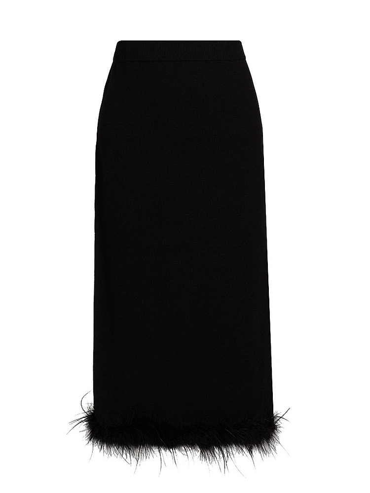 Louise Feather-Trim Wool Skirt