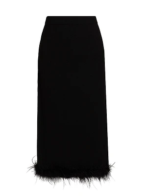 Louise Feather-Trim Wool Skirt