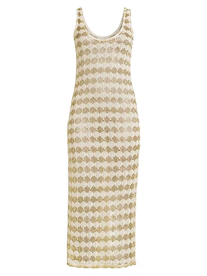 Angely Metallic Crochet Cover-Up Midi-Dress