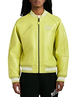 Stadium Logo-Embroidered Leather Jacket