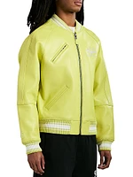 Stadium Logo-Embroidered Leather Jacket
