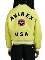Stadium Logo-Embroidered Leather Jacket