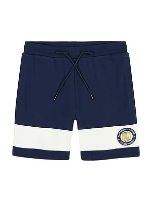 National League Logo-Embroidered Striped Cotton Drawstring Shorts
