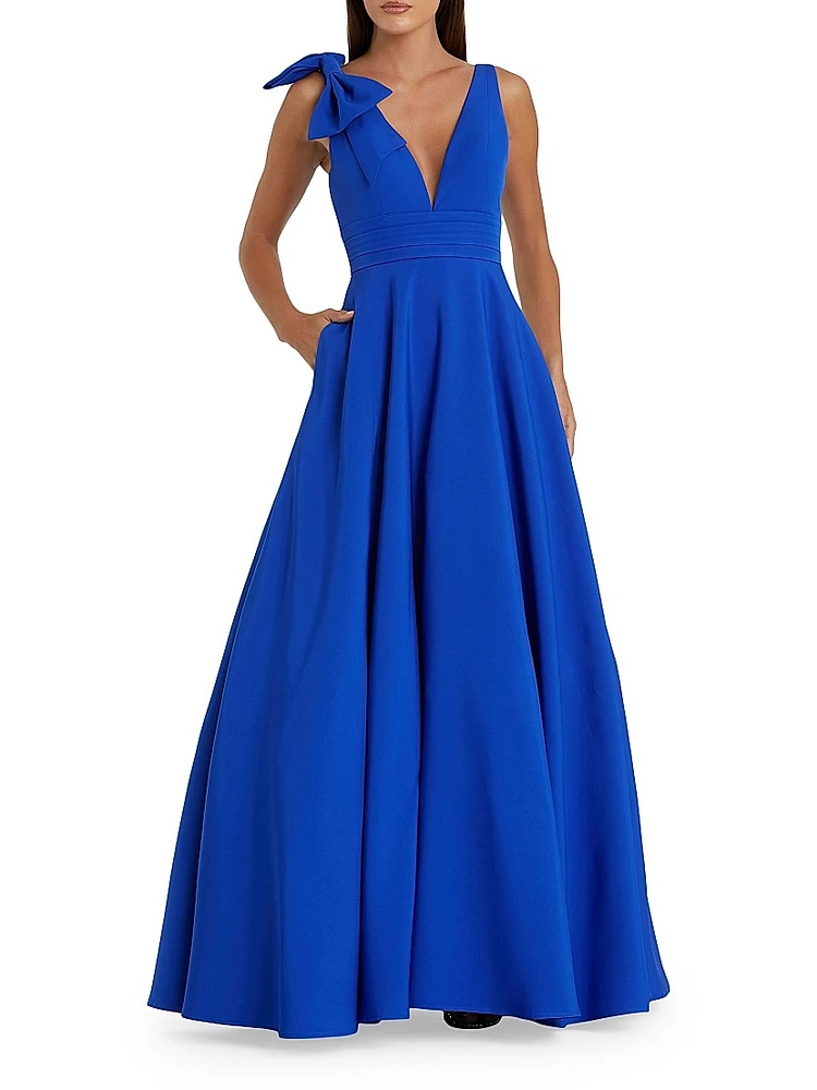 Crepe Sleeveless V-Neck Gown