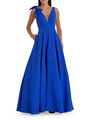 Crepe Sleeveless V-Neck Gown