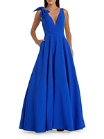 Crepe Sleeveless V-Neck Gown