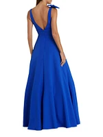 Crepe Sleeveless V-Neck Gown