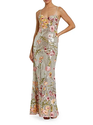 Bustier Floral Appliqué Gown