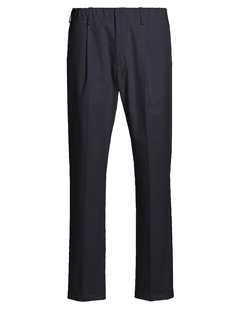 Elasticized Waist Straight-Leg Pants