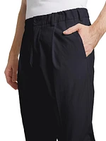 Elasticized Waist Straight-Leg Pants