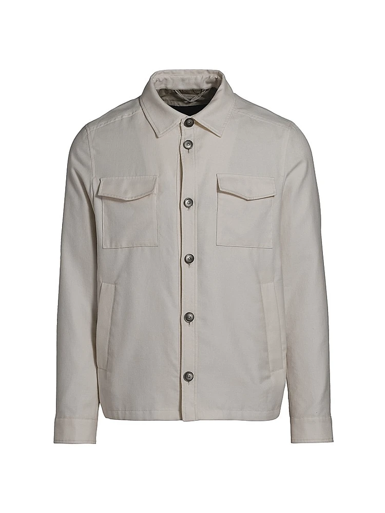 Cotton-Blend Button-Front Shirt Jacket
