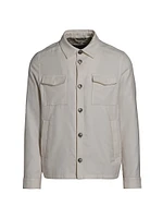 Cotton-Blend Button-Front Shirt Jacket