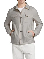 Cotton-Blend Button-Front Shirt Jacket