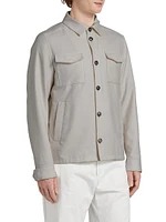 Cotton-Blend Button-Front Shirt Jacket
