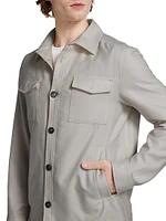 Cotton-Blend Button-Front Shirt Jacket