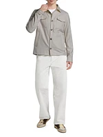 Cotton-Blend Button-Front Shirt Jacket