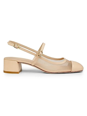 Maeve 35MM Leather & Mesh Mary Jane Shoes