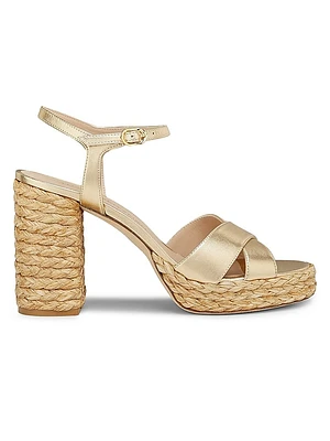 Dayna 90MM Metallic Leather Platform Sandals