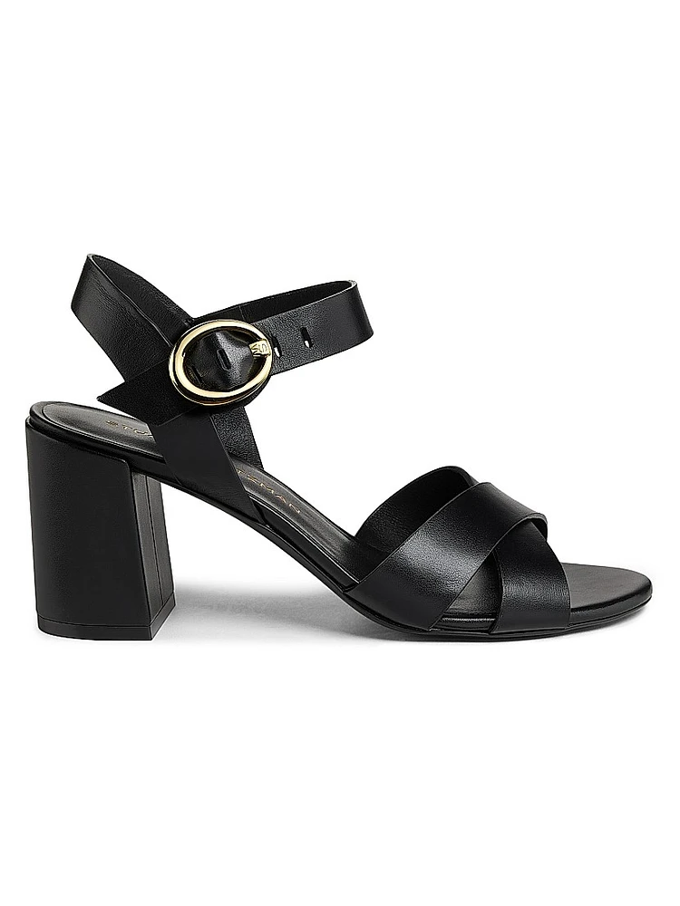 Benni Leather Block-Heel Sandals