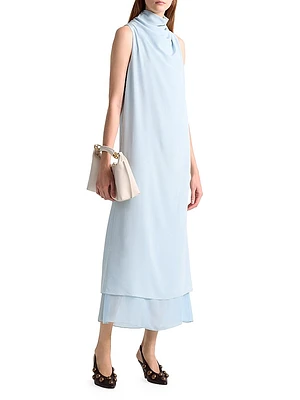Noor Cowl Neck Layered Midi-Dress