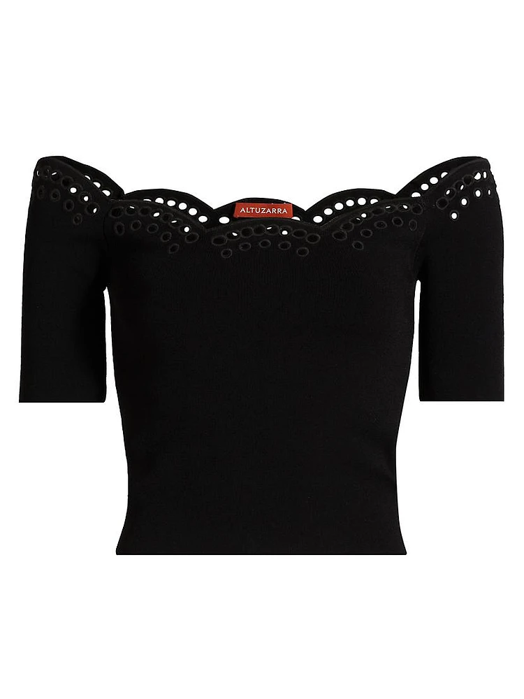 Posy Eyelet-Trim Off-The-Shoulder Top