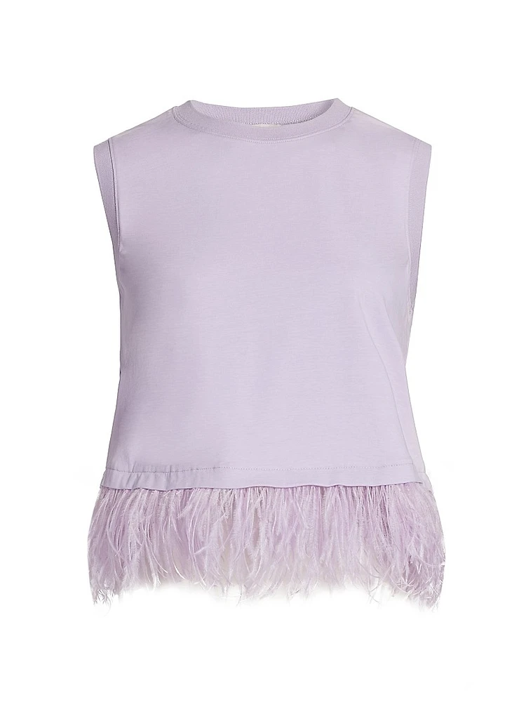 Cropped Feather-Hem T-Shirt