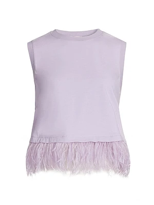 Cropped Feather-Hem T-Shirt
