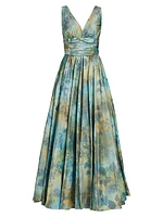 Silk Taffeta Floral Gown