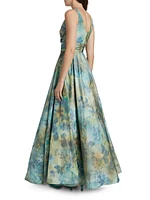 Silk Taffeta Floral Gown