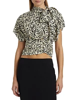 Aiko Zebra-Printed Stretch Silk Blouse