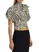 Aiko Zebra-Printed Stretch Silk Blouse