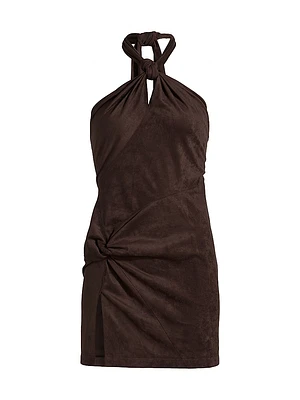 Karim Bias-Cut Halter Minidress