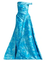Floral Off-the-Shoulder Gathered Ballgown