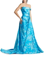 Floral Off-the-Shoulder Gathered Ballgown