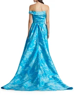 Floral Off-the-Shoulder Gathered Ballgown