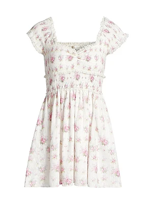 Siona Floral Cotton Smocked Minidress