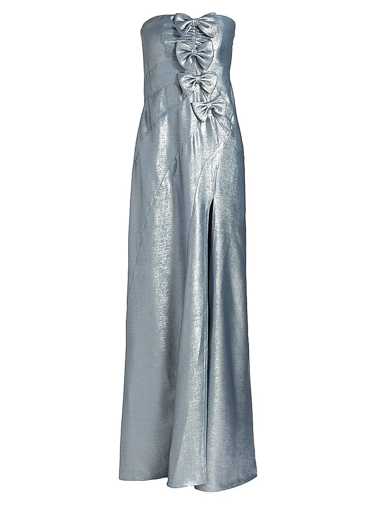 Elmina Bow-Embellished Strapless Dress