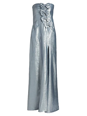 Elmina Bow-Embellished Strapless Dress