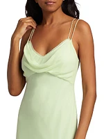 Chesley Draped Asymetric Ruffle-Hem Maxi Dress