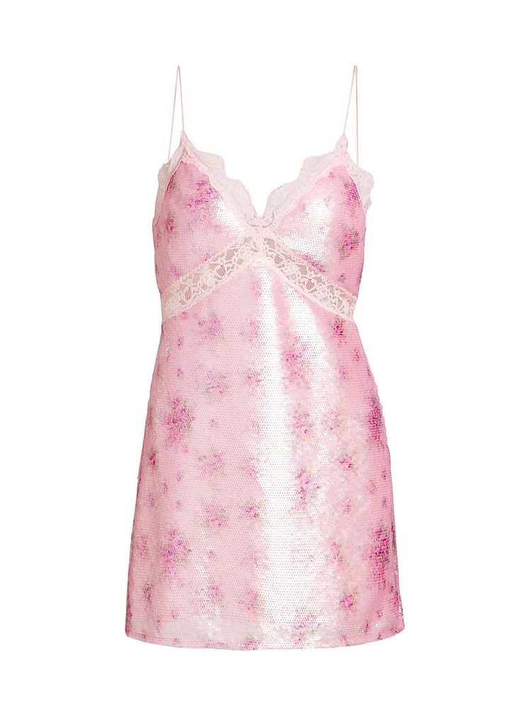 Finta Floral Sequin Minidress