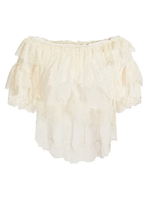 Vienne Lace Chiffon Off-The-Shoulder Top