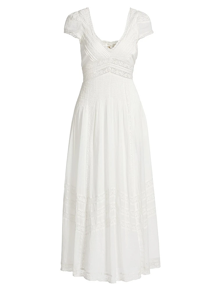 Suvi Lace-Trimmed Cotton Fit & Flare Maxi Dress