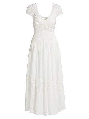 Suvi Lace-Trimmed Cotton Fit & Flare Maxi Dress